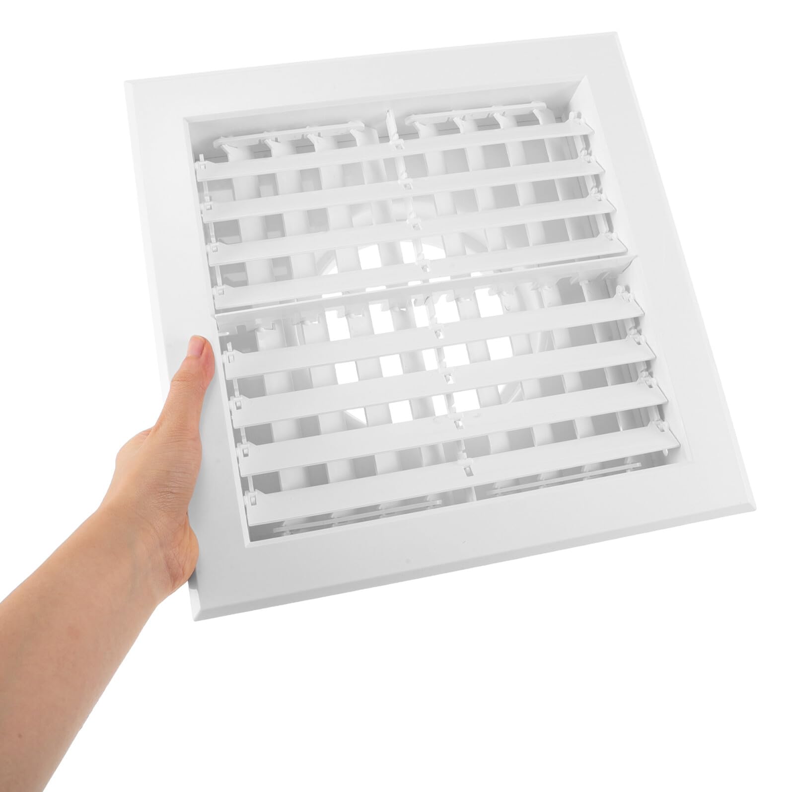 DOITOOL Griglia di Ventilazione Rotonda in Abs per Condizionatore D'aria Centrale, Bocchetta di Ventilazione Doppio Strato Alette Regolabili, Copertura Presa D'aria Quadrata-to-rotonda