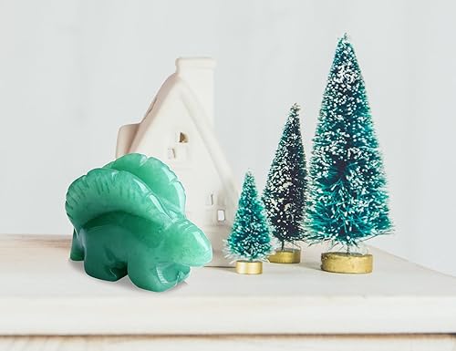 Miniatura 5 de QINJIEJIE Estegosaurio de aventurina verde de 2 pulgadas, decoración de cristal de piedra curativa, figuras de piedra curativa de dinosaurio