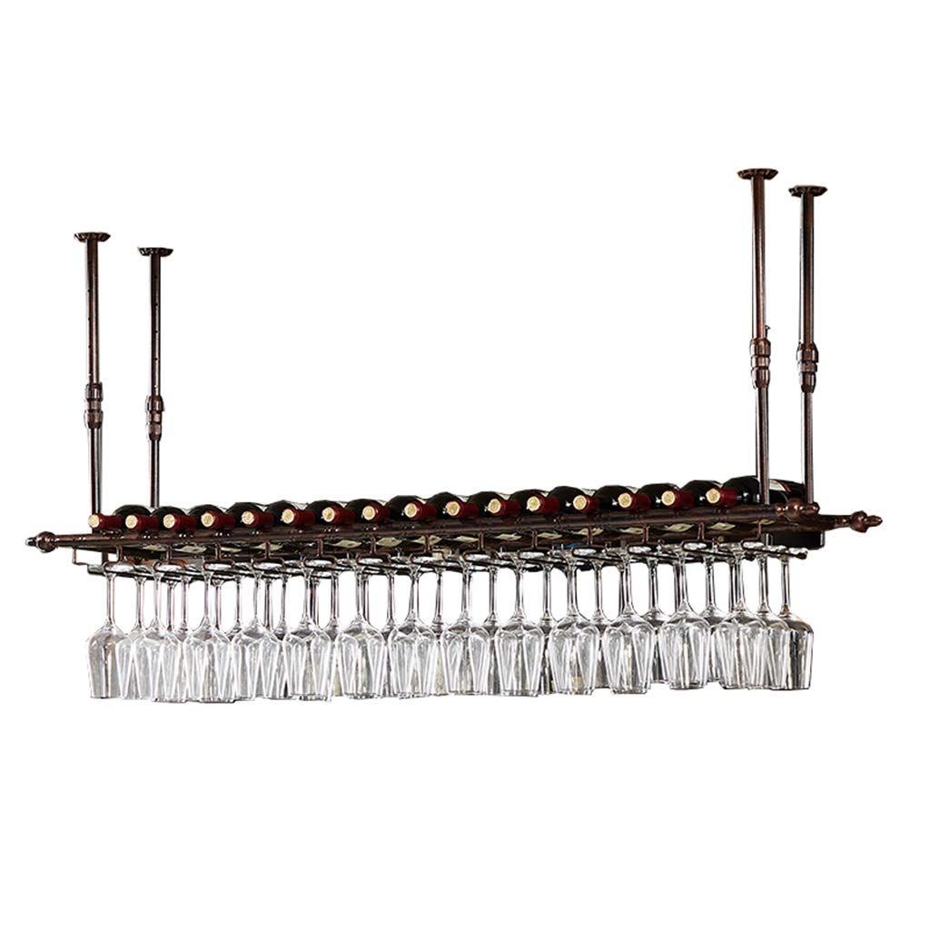 en métal rétro sous Le Support de Verre pour Barre Suspendue Étagères de Rangement en Bronze Rustique pour Kitchen Cafe Office Étagère Flottante de Bouteille de Vaisselle