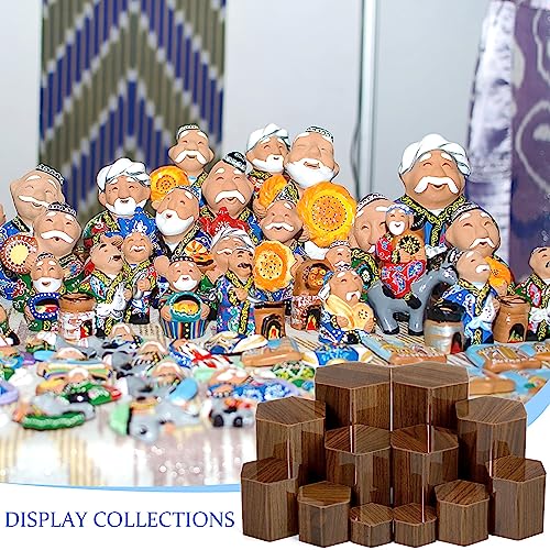 Image of Jetec 12 Pcs Hexagonal Jewelry Display Risers Hexagonal Market Display Risers Stands Acrylic Showcase Acrylic Stand for Jewelry Model Figures Decoration, 6 Sizes (Brown)