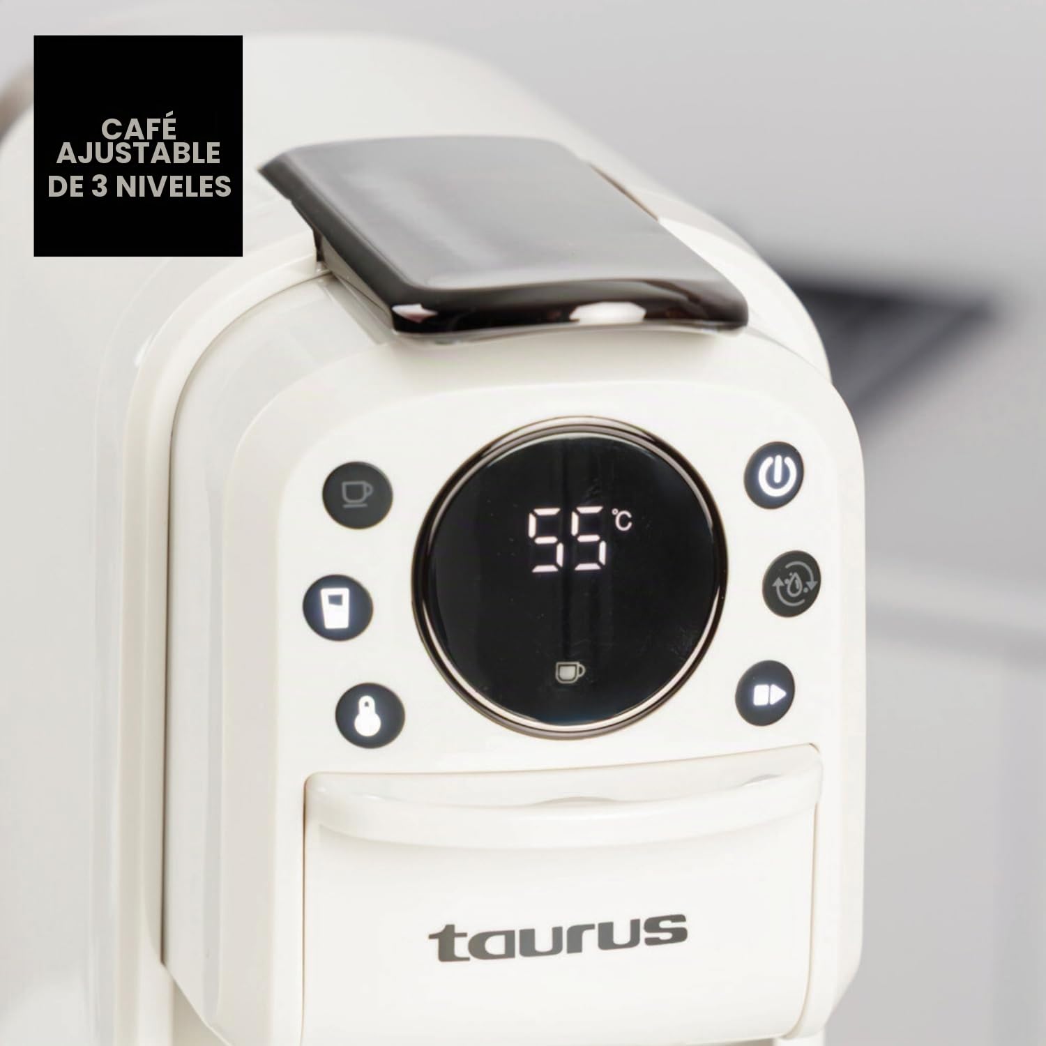 Taurus – Cafetera Espresso Moka Bari | Café molido y cápsulas Nespresso, Dolce Gusto y ESE Pod | 20 bares | 3 niveles de temperatura | Depósito 700 ml | Parada automática | Pantalla digital