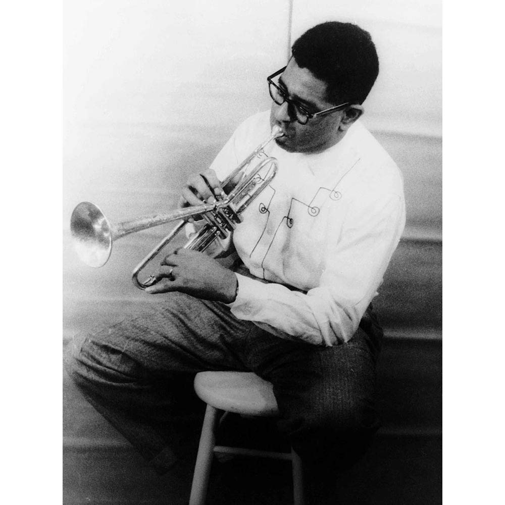 Wee Blue Coo Music Vintage Photography Portrait Dizzy Gillespie Trumpet Legend USA Art Print Poster Wall Decor 12X16 Inch