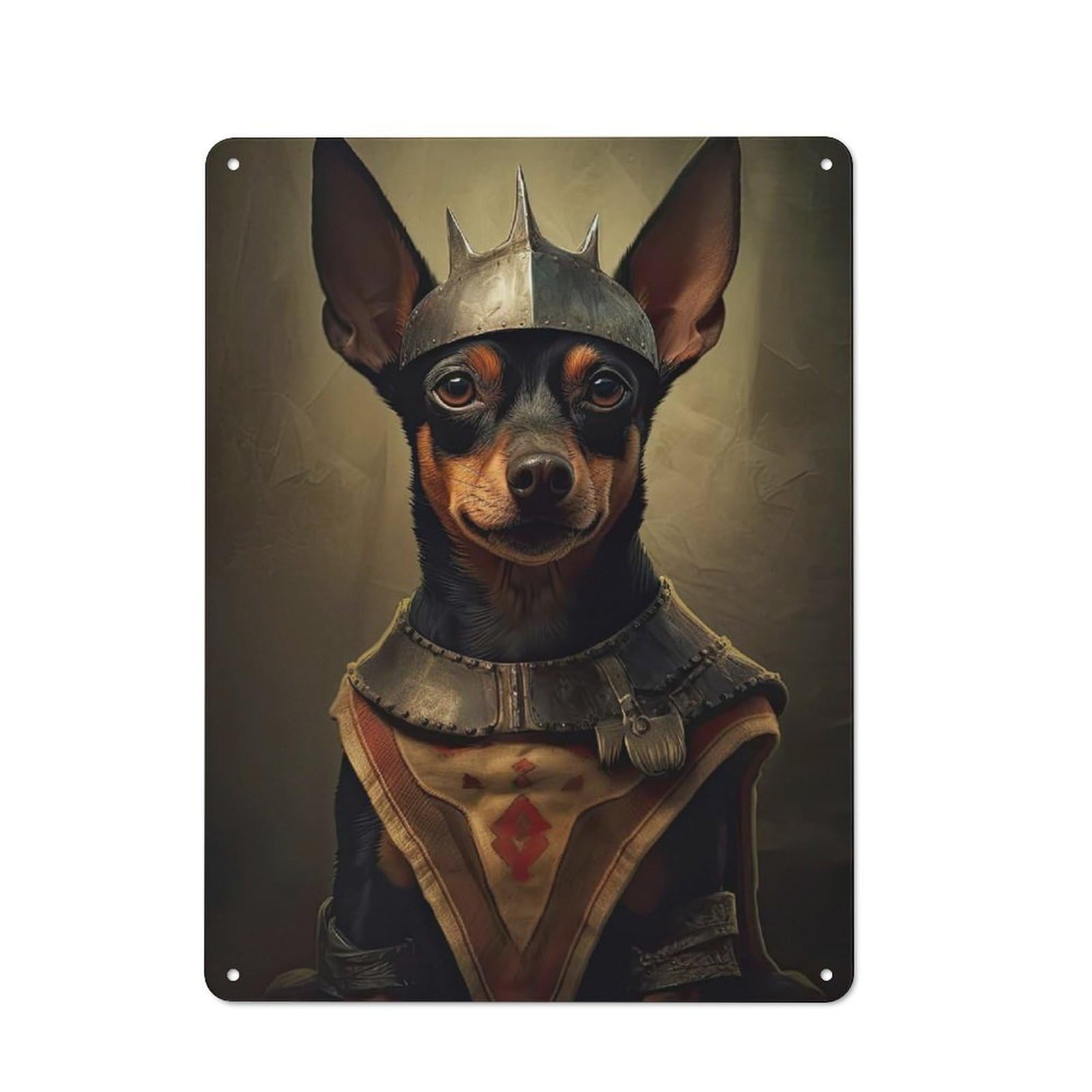 Classic Metal Plaque 40x30cm Featuring Miniature Pinscher Viking, Bistro Wall Plaque for Kitchen, Cafe, Pantry Or Dining Room