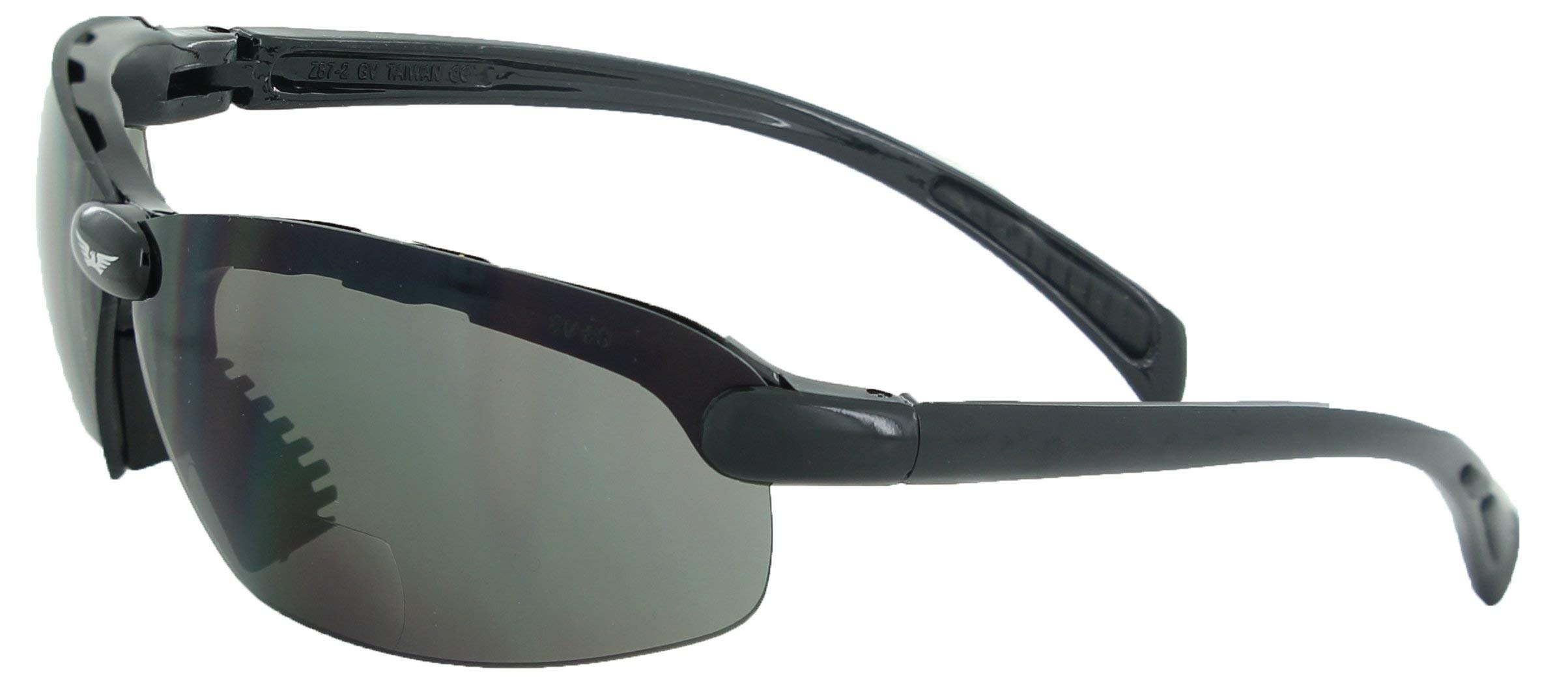 Global Vision C-2 Bifocal Safety Glasses 1.5 Magnification Smoke Lens Black Frames Z87.1+