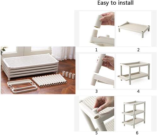 Miniatura 6 de ZEELYDE Zapatero de plástico multicapa con marco de pantufla de almacenamiento de pie organizador de zapatos gabinete de tela no tejida estantes