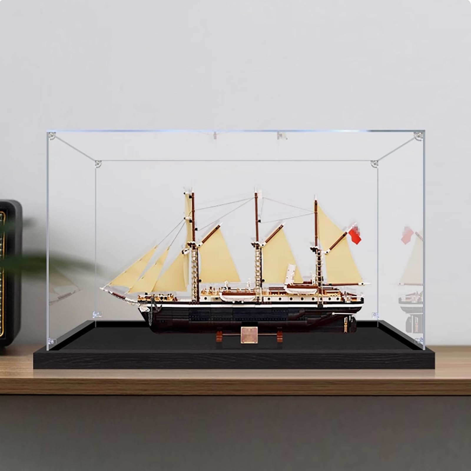 Nniessd Black With Transparent Acrylic Body Acrylic Display Case For Lego 10335 Endurance Expedition Ship Model, Dustproof, Transparent, 3Mm Thick