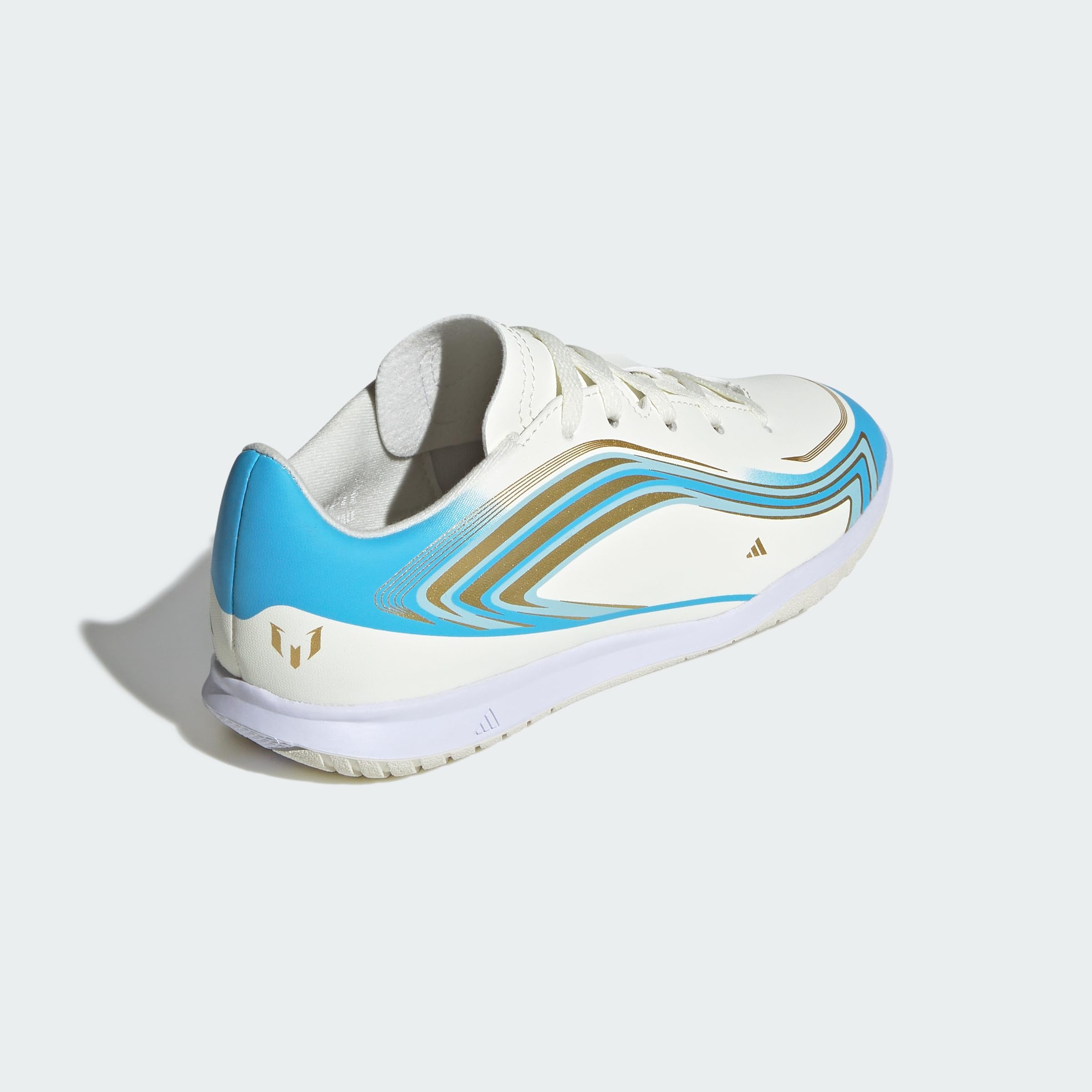 adidas Uniseks - dzieci F50 Messi Club Indoor Football Kids Shoes, ivory/semi blue burst/icey blue, 37 1/3 EU