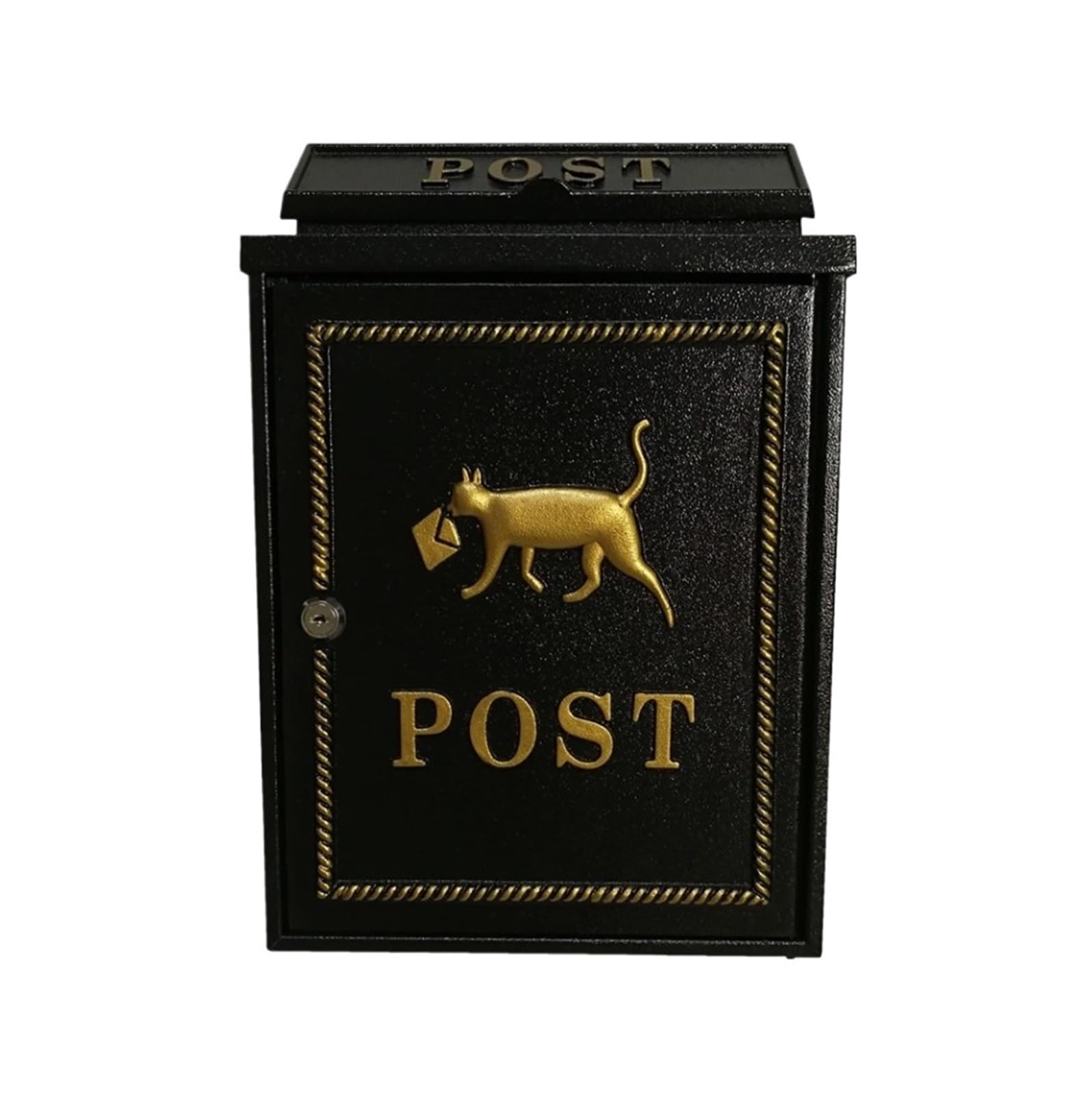 Vintage Letter Box Mailbox Outside Wall Mount Locking Mailbox With Sturdy Key Lock Outdoor Security Post Box Outdoor Lockable(Black)