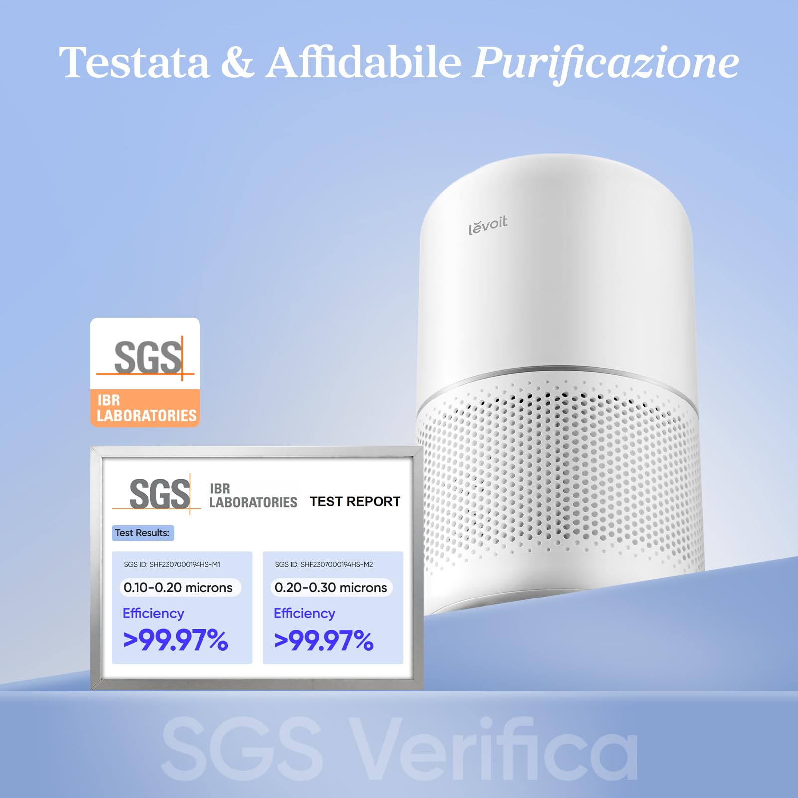 LEVOIT Purificatore d'Aria, Filtro HEPA per Allergie e Asma, Fino a 44m², 24dB, Depuratore Rimuove 99,97% di Polvere Pollini Peli Muffe Fumo Odori, Modalità di Sonno&Timer, per Casa Uffcio
