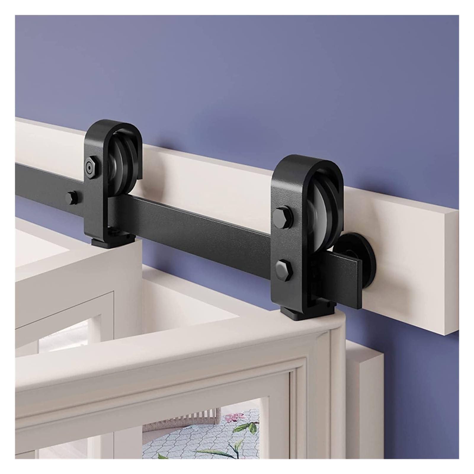 Strafbrg 6.6Ft For 4 Doors Bi-Folding Sliding Barn Door Hardware Kit, Heavy Duty Black Roller Track For 2/4 Doors Smoothly Quietly Easy To Install,Smooth Gliding