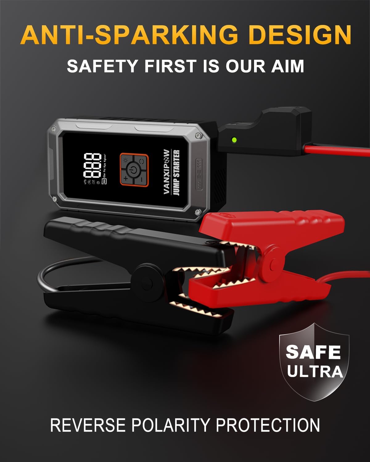 M1 Car Battery Jump Starter with Air Compressor 4500A 150PSI (9.0 L Gas/8.0L Diesel), Portable Car Jump Starter Power Pack, Battery Charger 12V Jump Box with LED Light, Large LED Display, Power Bank - Image 5