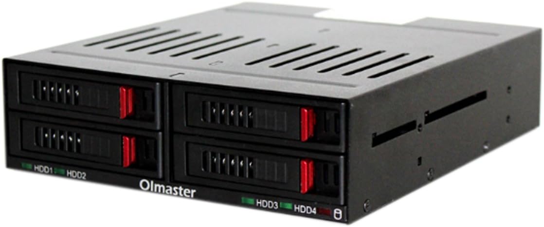 OImaster Techkoo 4x2.5'' SATA HDD/SSD Mobile Rack, HotSwap Backplane Cage for 5.25-Inch Bay