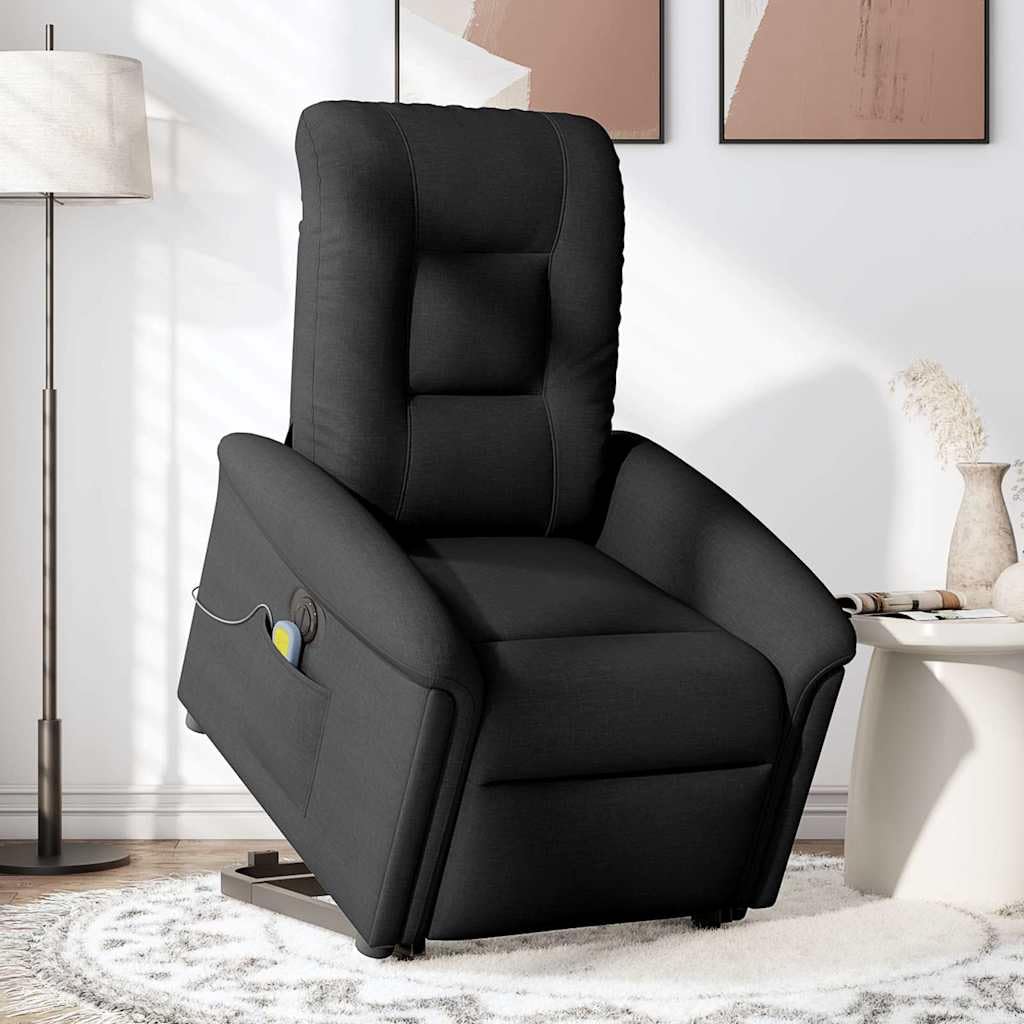 Genérico Sillón de Masaje eléctrico reclinable elevable Tela Negro,Sillas,Sillones-3303286