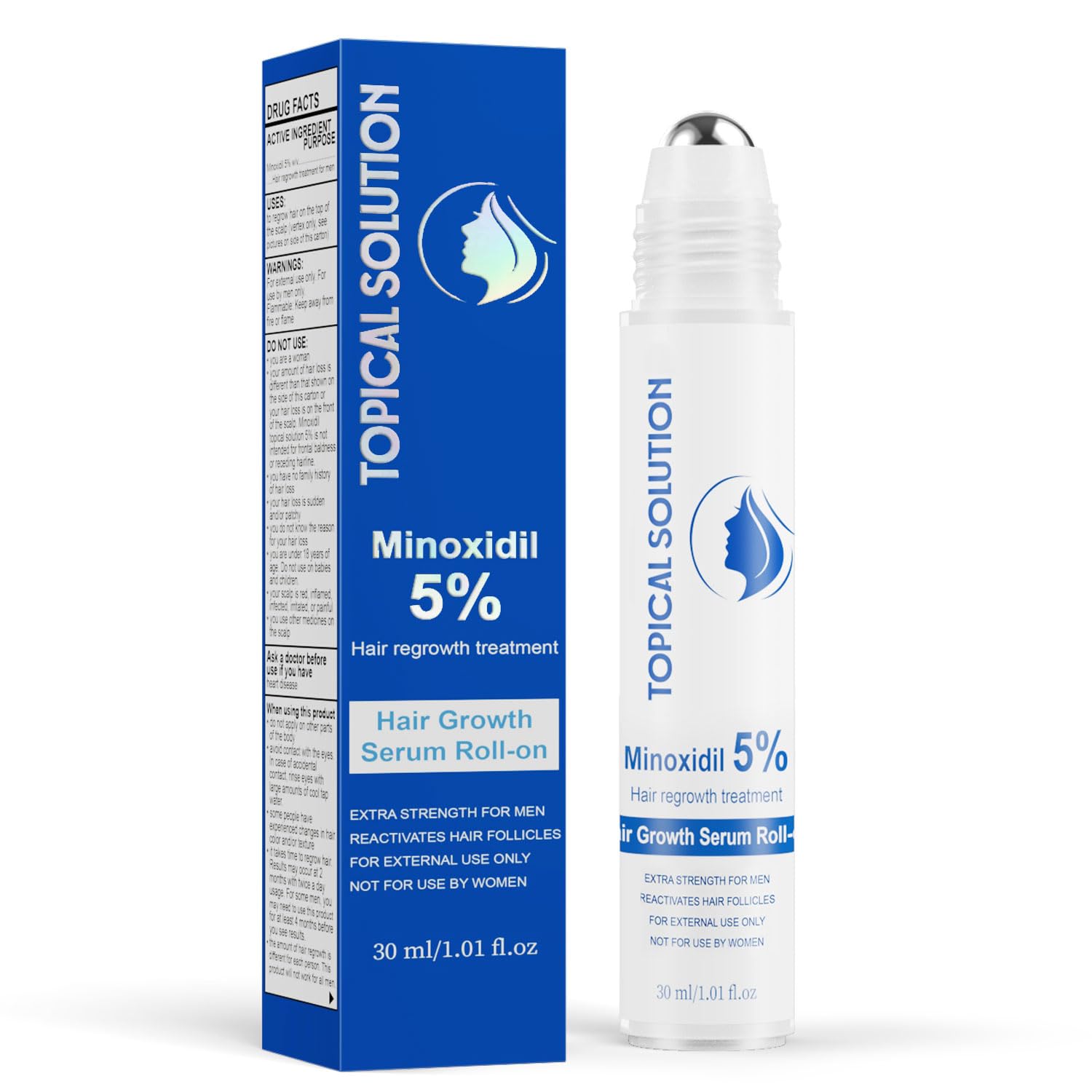 5% Minoxidil Topical Solution Roll-On for Men – Hair Growth Serum Extra Strength Hair Regrowth Treatment with Easy Roll-On Applicator 1 Fl Oz (Pack of 1)