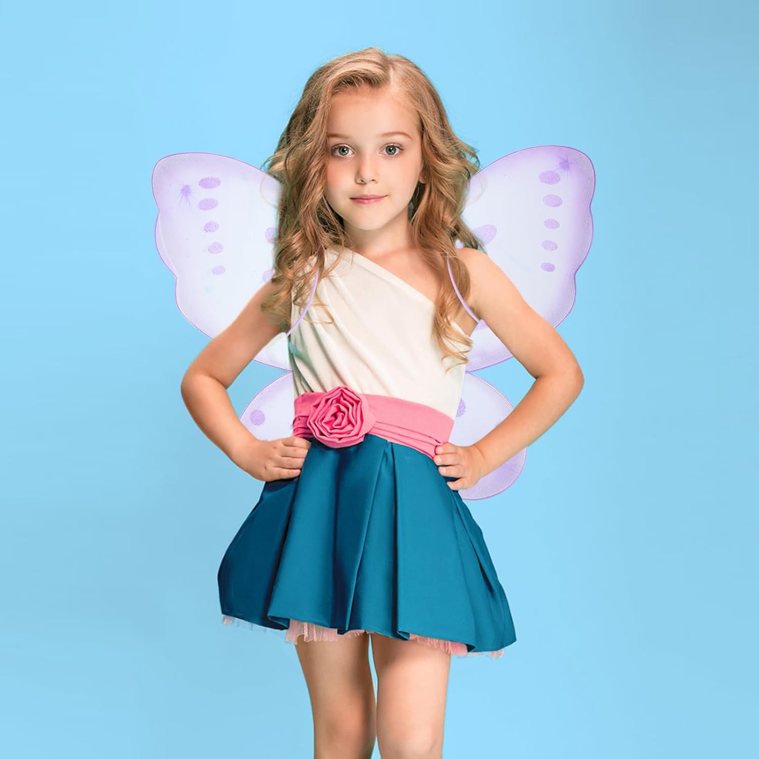 LUOZZY 9pcs Colorful Butterfly Fairy Wings for Girls Costume Dress Up Party Decorations