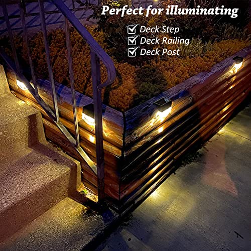 Claoner Solar Fence Lights, [8 Packs] Waterproof Solar Deck Lights Dusk To Dawn Step Lights Outdoor Decor With Warm White/Golden Light Modes For Deck Fence Yard Patio Wall Pool Stair Step Balcony #TOP1
