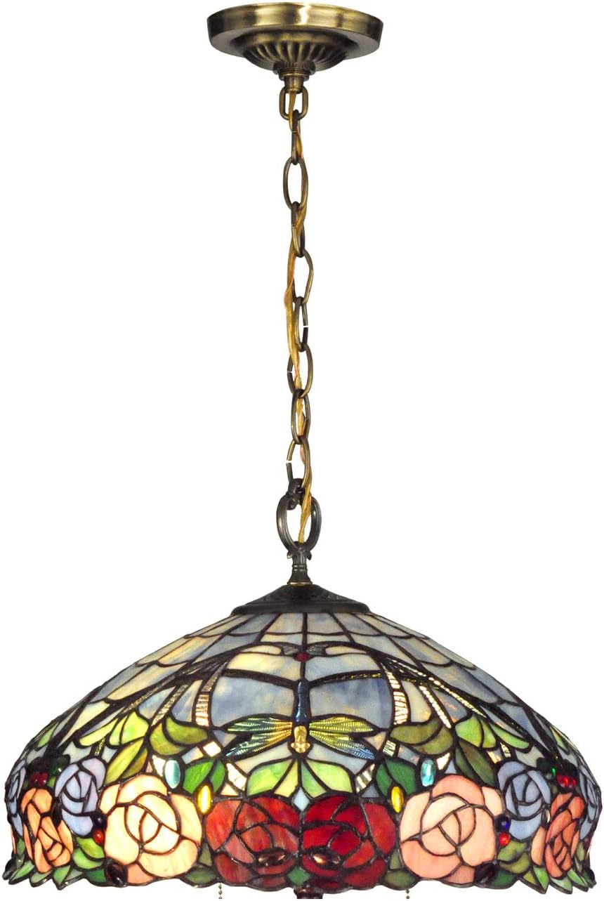 Dale Tiffany TH12233 Tiffany/Mica Three Light Hanging Fixture in Brass-Antique Finish, 16.25 inches