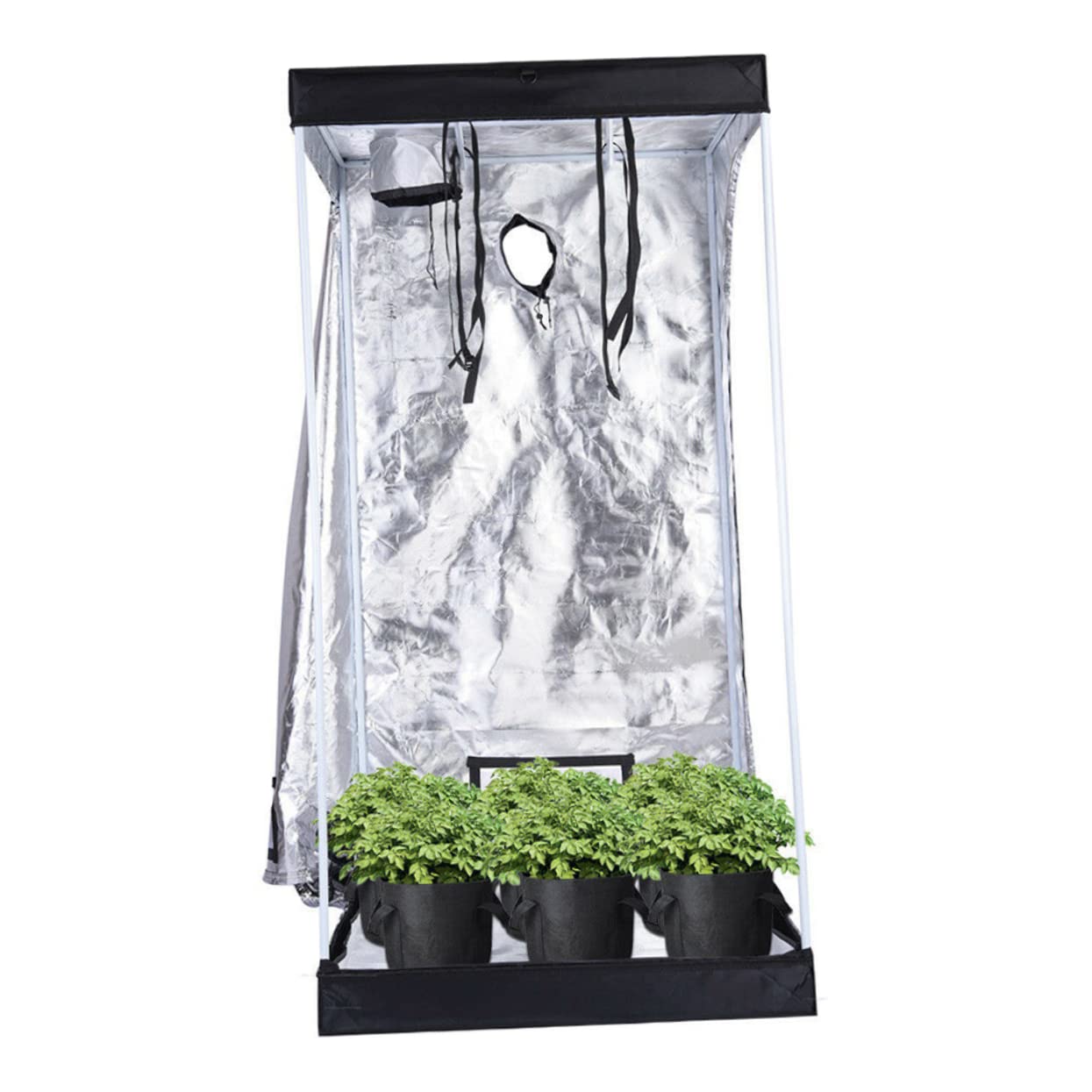 6 Pezzi Sacchi da Coltivazione in Feltro Neri, Manici Portatili, Riutilizzabili, per Piante e Succulente, Giardino e Patio