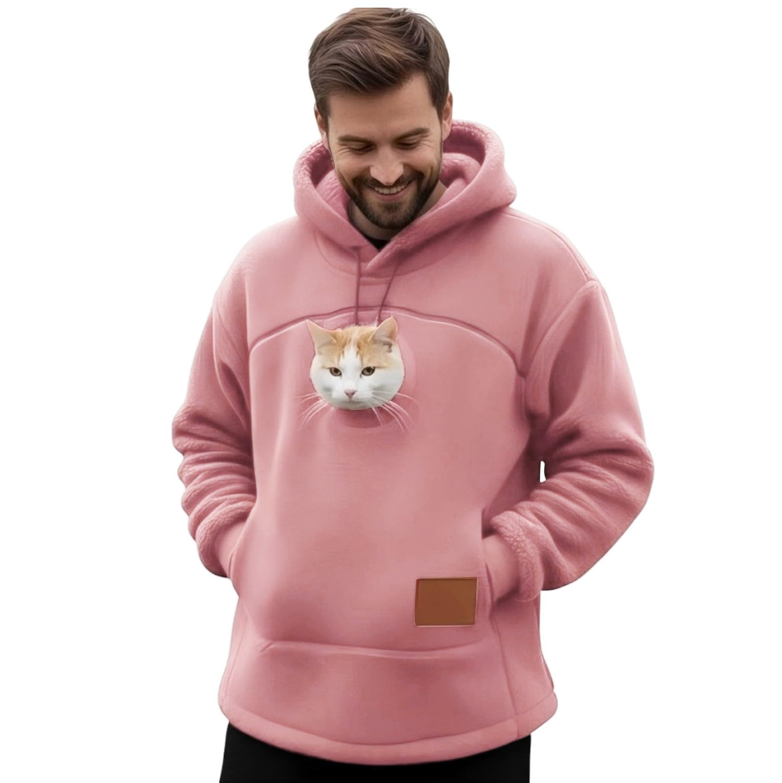 Winter Hoodie Herren Gefüttert Rot Kapuzenpullover Weitem Herrenpullover