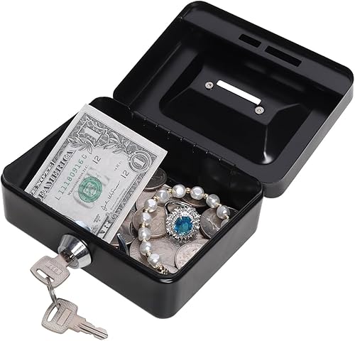 Miniatura 3 de Caja de dinero pequeña con cerradura y ranura, caja de dinero para efectivo, alcancía para niños, color negro