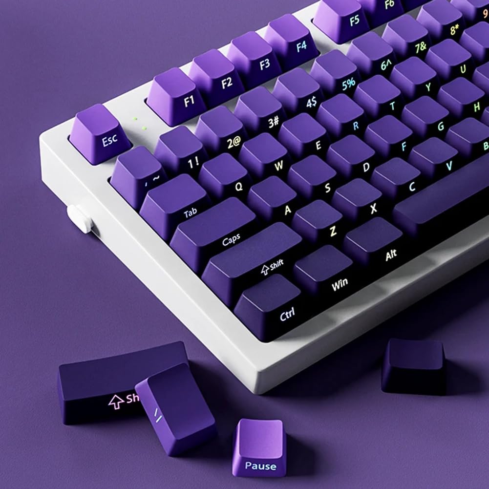 Gradient Double Coup Violet PBT Keycap Backlit Keycap 130 Key Full Keycaps Set pour Clavier Mécanique
