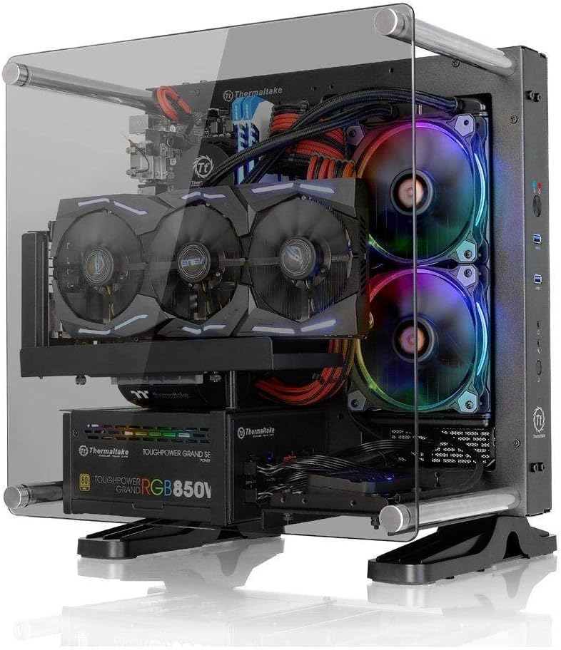Thermaltake Core P1 Tempered Glass Edition Mini ITX Open Frame Panoramic Viewing Tt LCS Certified Gaming Computer Case CA-1H9-00T1WN-00, Black