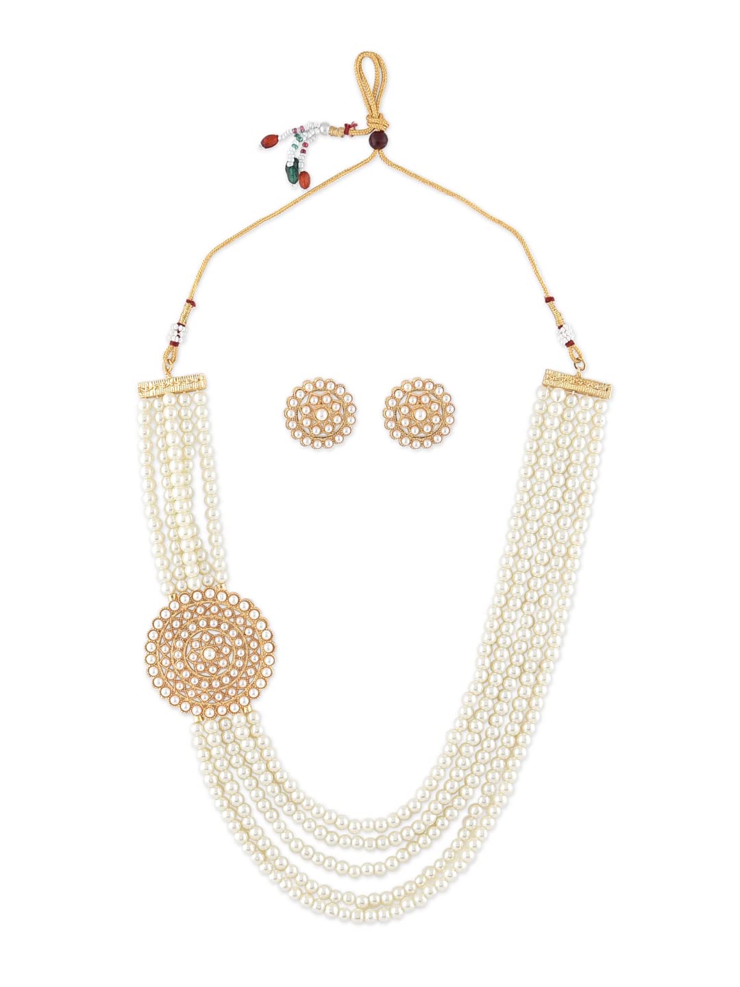 ZAVERI PEARLS Gold Tone Multi Layered Side Brooch Pearls Long Necklace & Earring Set For Women-ZPFK10262 (B093Y7RQPB) Amazon Price History, Amazon Price Tracker