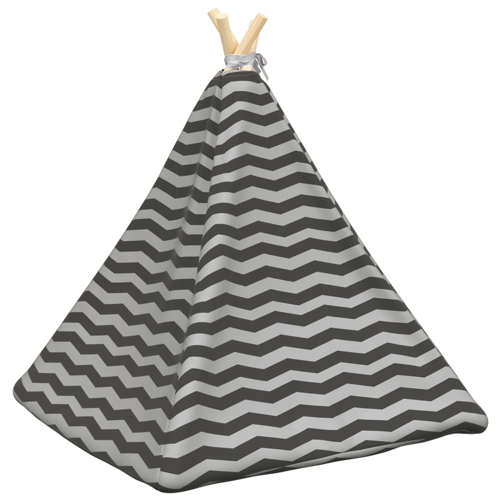 Tente tipi pour chat, blanc/gris, 60 x 60 x 70 cm, avec coussin, en polyester respirant, pour chiens et chats, motif rayé moderne, pour l'intérieur et l'extérieur