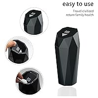 Vista 3 de Basurero para automóvil con tapa, diseño de mini diamante, papelera portátil y automática para automóvil, oficina, hogar, cocina (2, negro)