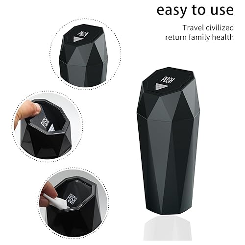 Miniatura 2 de YIOVVOM Basurero para automóvil con tapa, diseño de mini diamante, papelera portátil automática, utilizada en el automóvil, hogar, oficina, cocina,