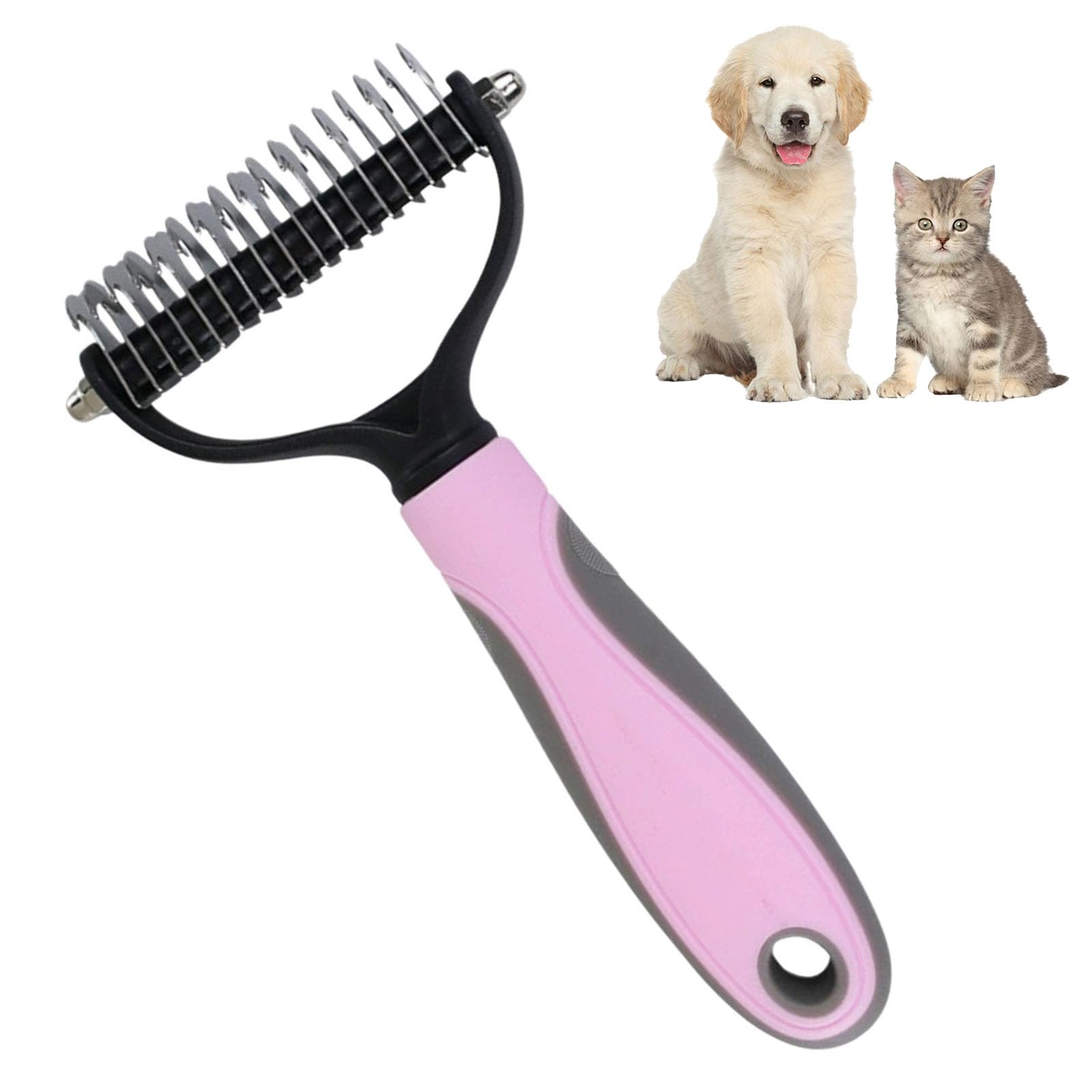 Pet Grooming Tool Set, Double-Sided Undercoat Rake for Dogs and Cats, Professional Deshedding and Dematting Brush, Pet Grooming Tool for Long and Short Hair, Stress-Free Fur Remover Comb