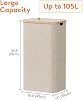 Cesto de lavandería grande Lifewit de 105L con tapa, bolsas removibles, beige | Cesto de lavandería plegable con asas de bambú, cesto alto para ropa sucia, para lavandería, dormitorio, baño, dormitorio universitario 5