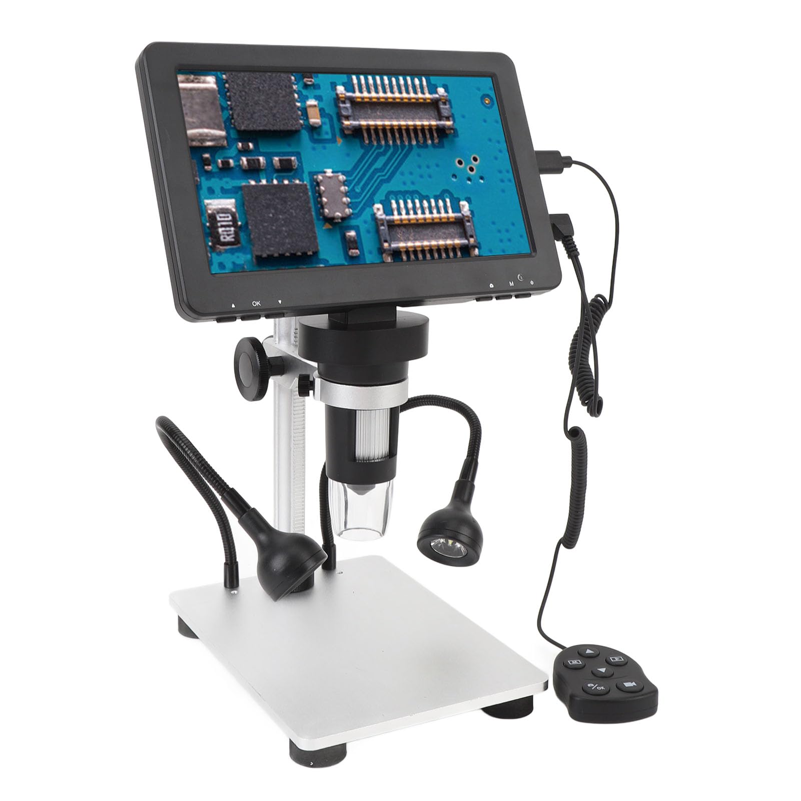 Cyfrowy mikroskop 7", cyfrowy mikroskop lutowniczy z wyświetlaczem LCD 1200 x i oświetleniem LED do obserwacji, PCB Munto, lutowanie, kompatybilny z PC