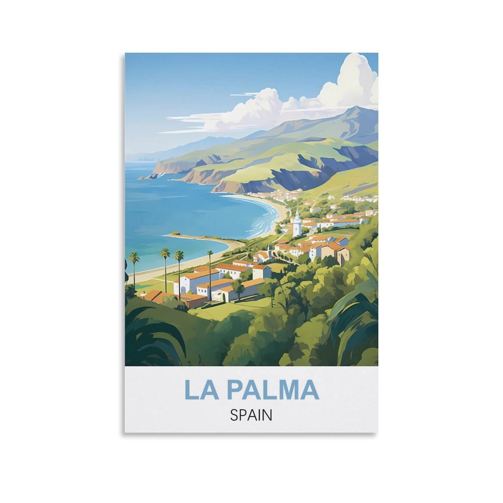 Nprzm A491 Tin Sign Poster Vintage Art Wall Decor La Palma Spain Tin Signs Vintage Retro Bar Club Cave Home Kitchen Wall Decor Rustic Sign 15X30cm