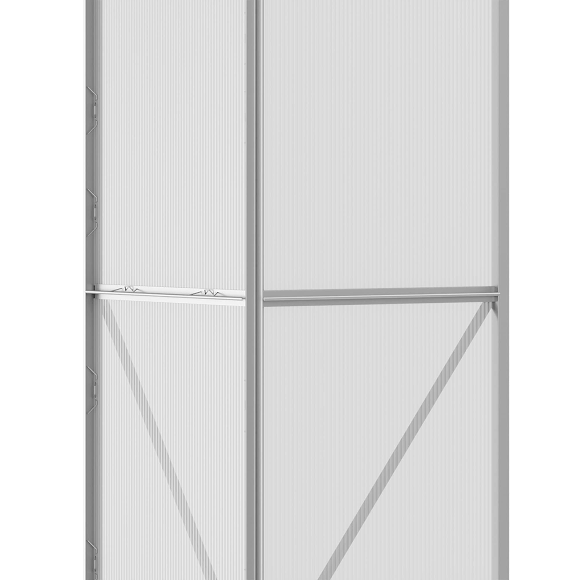 Outsunny Gewächshaus aus Polycarbonat und Alu 192 x 68 x 196 cm Silber | Mit Schiebetür, Aufklappbare Dachfenster, Treibhaus Tomatenhaus Pflanzenhaus für Garten