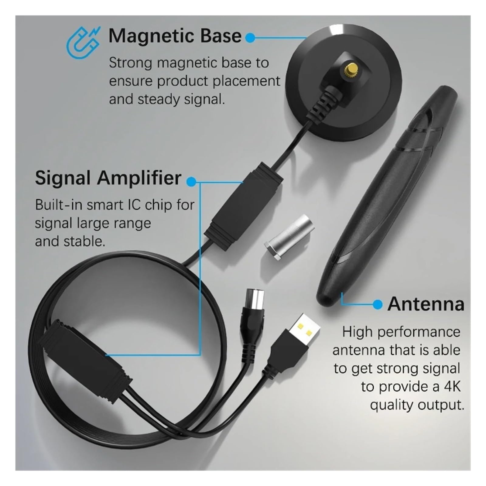 Antenna TV Digitale HD For Interni, Amplificatore Di Segnale A Lungo Raggio Da 350 Miglia, 4K 1080P, Visione Gratuita Copertura più ampia