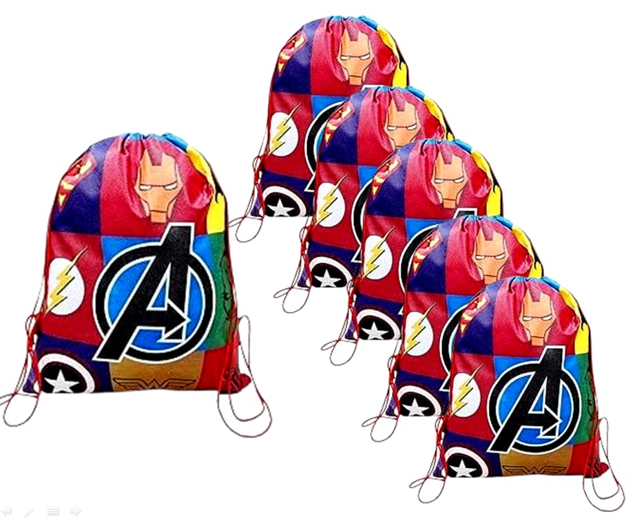 Birthday Party Return Gifts Pack Of 24 Pcs Non-Woven Avveengers Theme Sack Bags/Drawstring Bags For Kids/Boys/Girls/All Age Groups Party Favours/Boys Party Favours-image-6