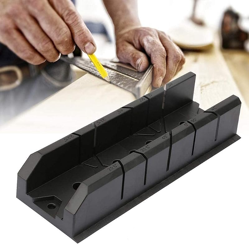 Gabinete de caja de sierra ingletadora, herramienta de corte de azulejos de yeso de madera de 0/22,5/45/90 grados, plástico ABS, fácil de usar, fijable en banco de trabajo, adecuado para madera, yeso, azulejos