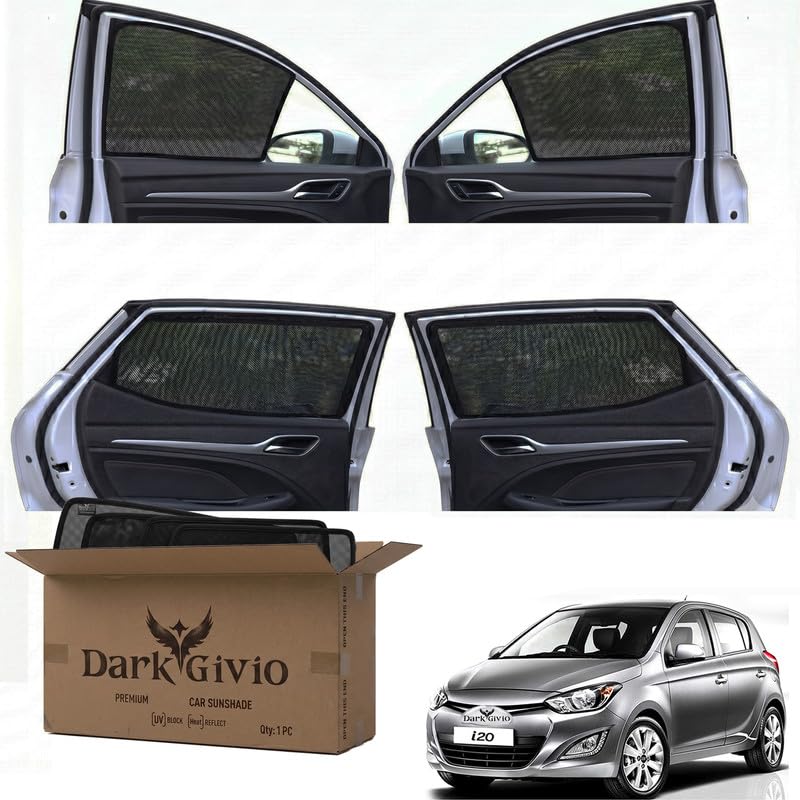 Image of Car Window Sun Shade Protector for P I 20 (T 2) (2012 14) | Exact Fit Non-Magnetic Half Cut Sunshade (Set of 4 /6) | UV Blocker Side Window Car Curtains & Interior Accessory