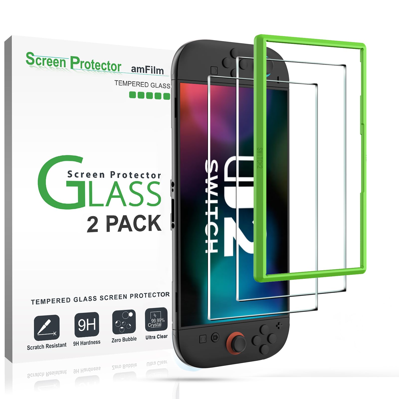 Nintendo Switch 2 Protector Pantalla Mica Cristal Vidrio Templado, Cobertura Total de 7.9 Pulgadas, Transparente Ultra HD, Anti-rasguños(2 Piezas) - SWTCH2-7.9"