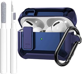 Airpods Pro 2 Case Cover Men Lock with Cleaning Kit, OTOPO Protective Cover with Cleaning Pen Compatible with Airpod Pro Case, Shockproof Rugged Shell for Air Pods Pro 2nd/1st Case Blue