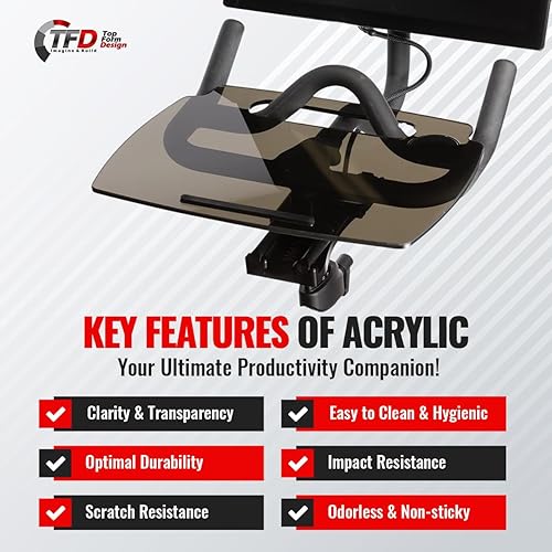 Miniatura 5 de TFD The Tray - Bandeja mejorada para bicicleta Peloton (originales) - Trabaja y viaja con tu teléfono, laptop, libro o tableta (bandeja V2, acrílico