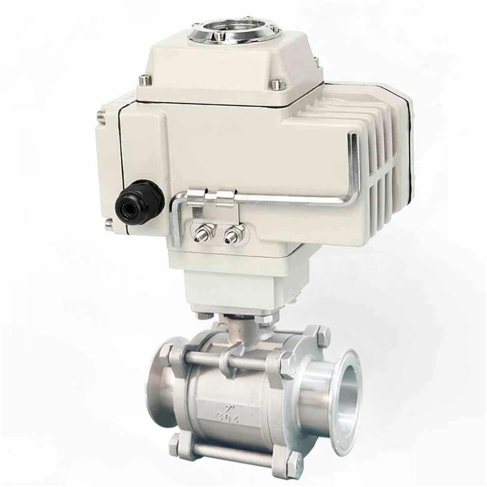DN50 2 Way High Platform Electric Ball Valve Φ57 Stainless Steel Tri-Clamp Ferrule Type Motorized Valves 220V 24V(220VAC)