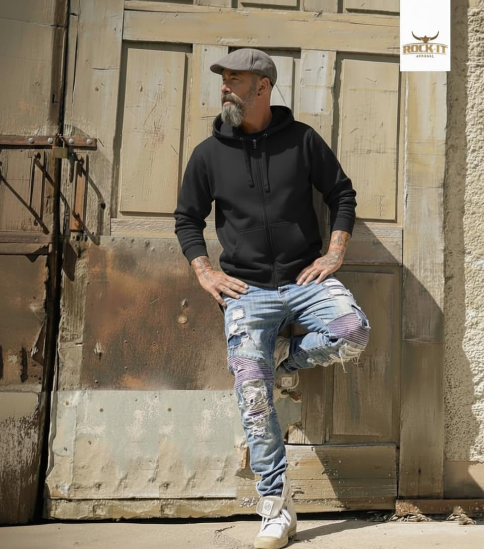 ROCK-IT Apparel Veste à Capuche Sweat à Capuche Lourd Travailleur Hoodie Zipper Sweat à Capuche Pullover - Pull Homme - Beaucoup de Couleurs