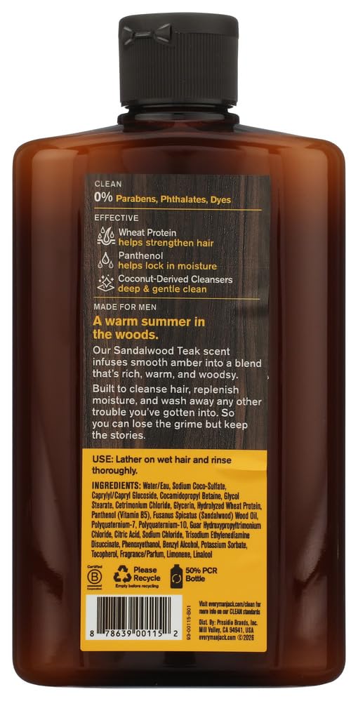 Every Man Jack Daily Shampoo+Conditioner for All hair types, Sandalwood, 13.5 Fluid Ounce image 3