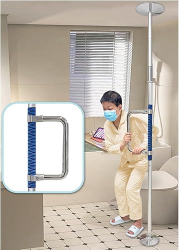 Zelen Barra de agarre para personas mayores, poste de seguridad montado en tensión de piso a techo, barra de seguridad para baño, barra de agarre