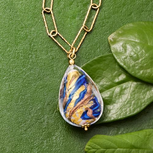 Ross-Simons Italian Multicolored Murano Glass Teardrop Paper Clip Link Necklace in 18kt Gold Over Sterling3