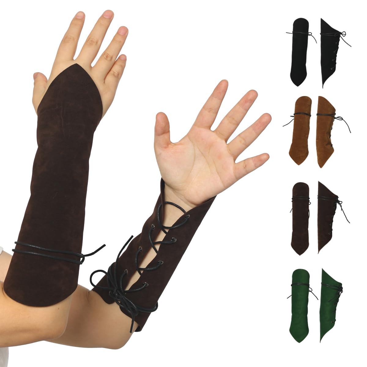 2 Pack Medieval Viking Armor Costume Arm Guards for Unisex Gauntlet Wristband Wide Bracer Arm Armor Cuff (Coffee)