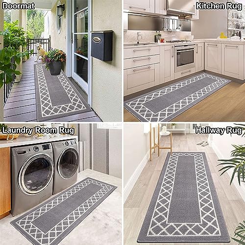 SHACOS Grey Runner Rug for Hallway 50 x 150 cm Non Slip Hall Runners Narrow Rug Washable Kitchen Rugs Carpet Runner for Entryway Kitchen Laundry Room - Image 4