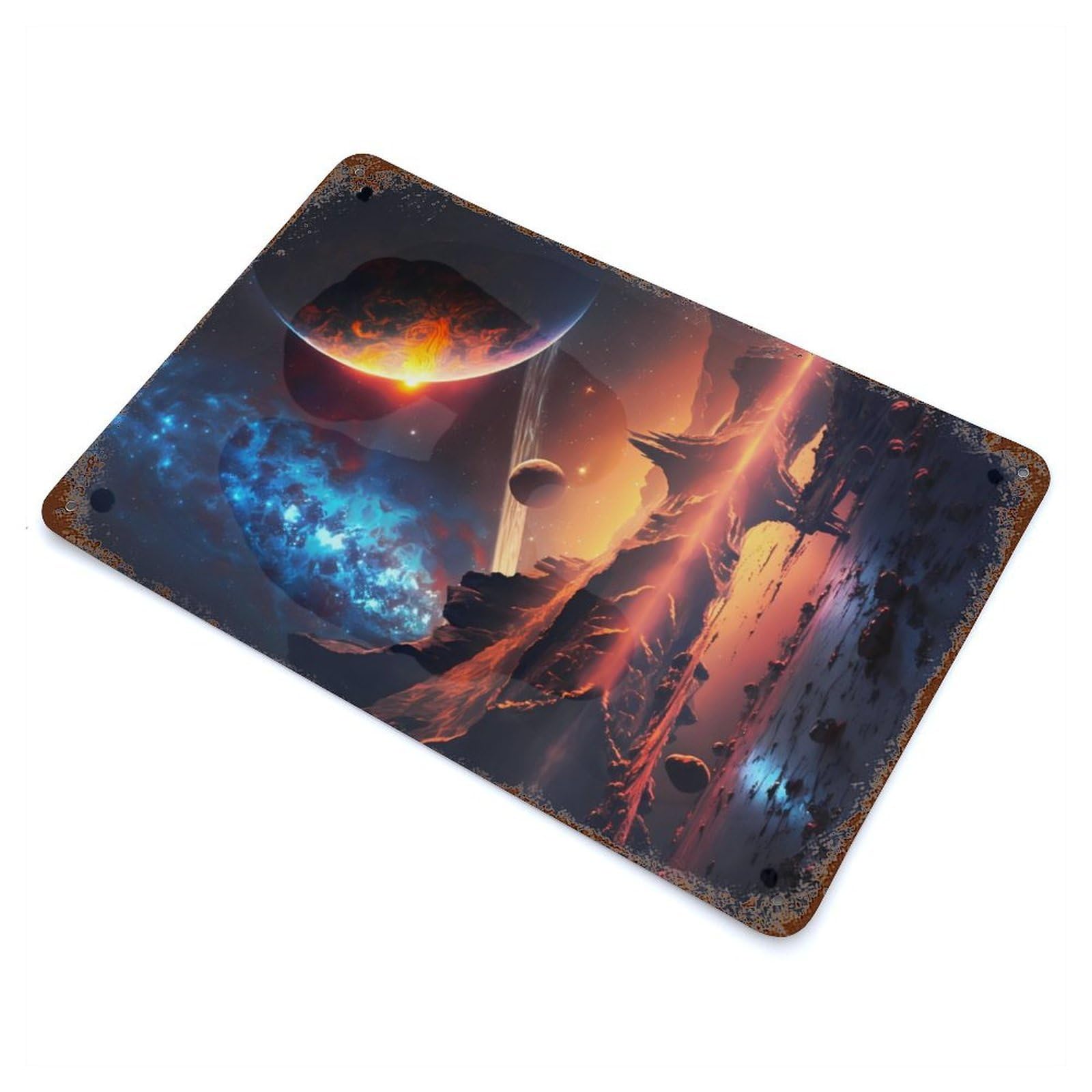 Universe Dreamscape Rustic Tin Plaque 11.8"x7.9", for Living Room, Hallway And Home Decor, Decorative Metal Wall Art